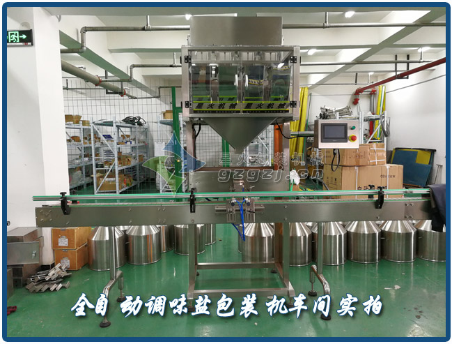 全自動(dòng)調(diào)味鹽包裝機(jī)車間實(shí)拍